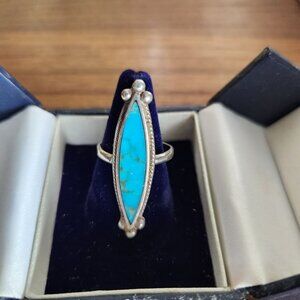 Vintage Navajo Turquoise Sterling Silver Ring Sz 6.75